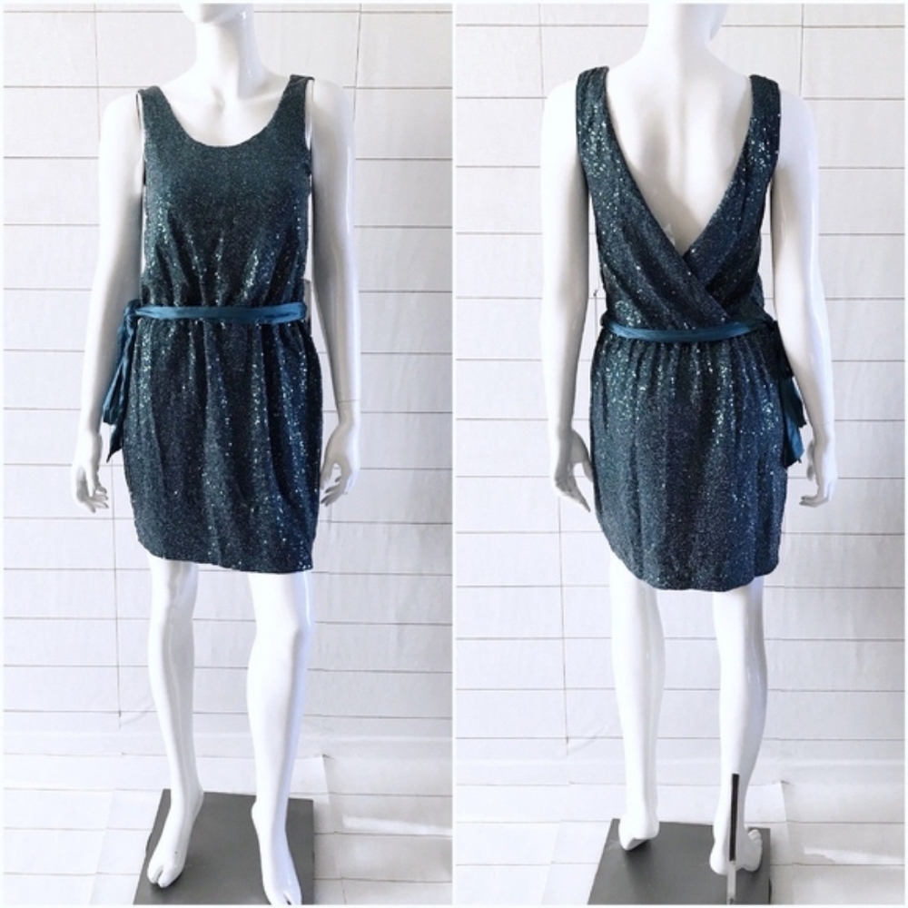 Express teal sequin dress